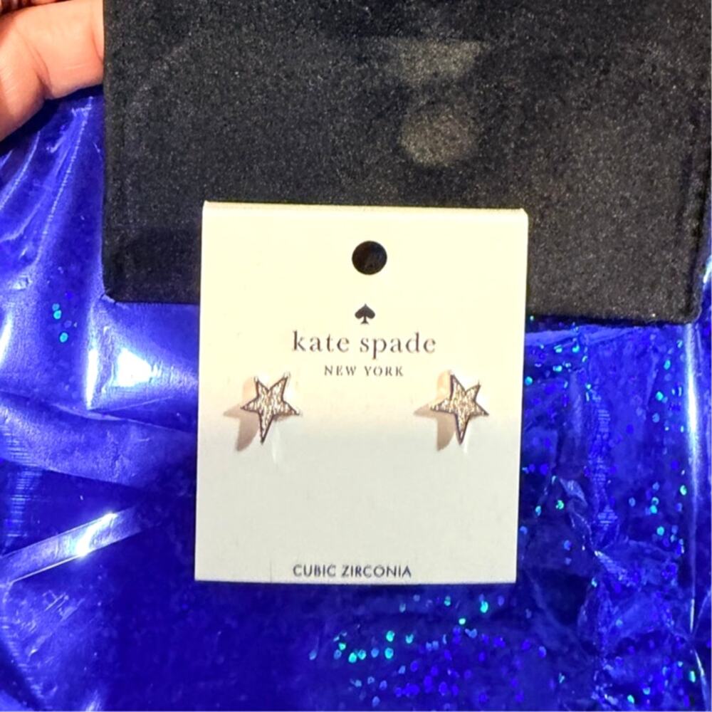 Kate Spade You’re a Star Stud Earrings Silver CZ KJ988 NWT - Picture 2 of 4